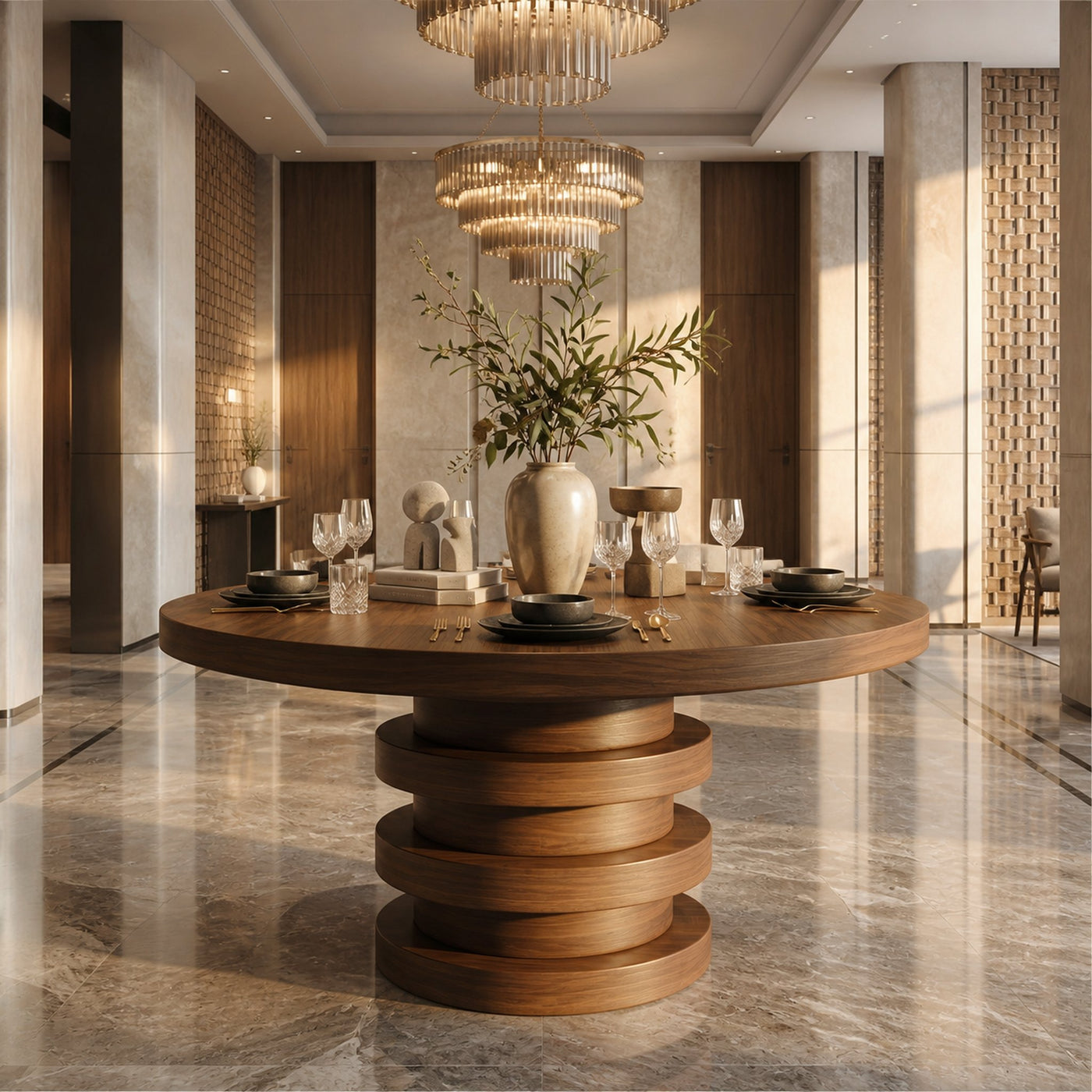 Modern Luxury Round Entryway Table For Lobby And Hallway