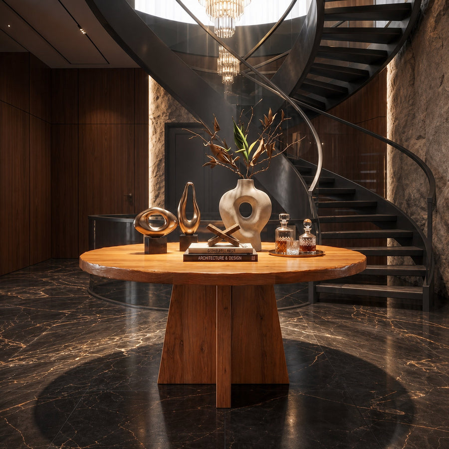 Modern Luxury Round Pedestal Table For Entryway And Lobby
