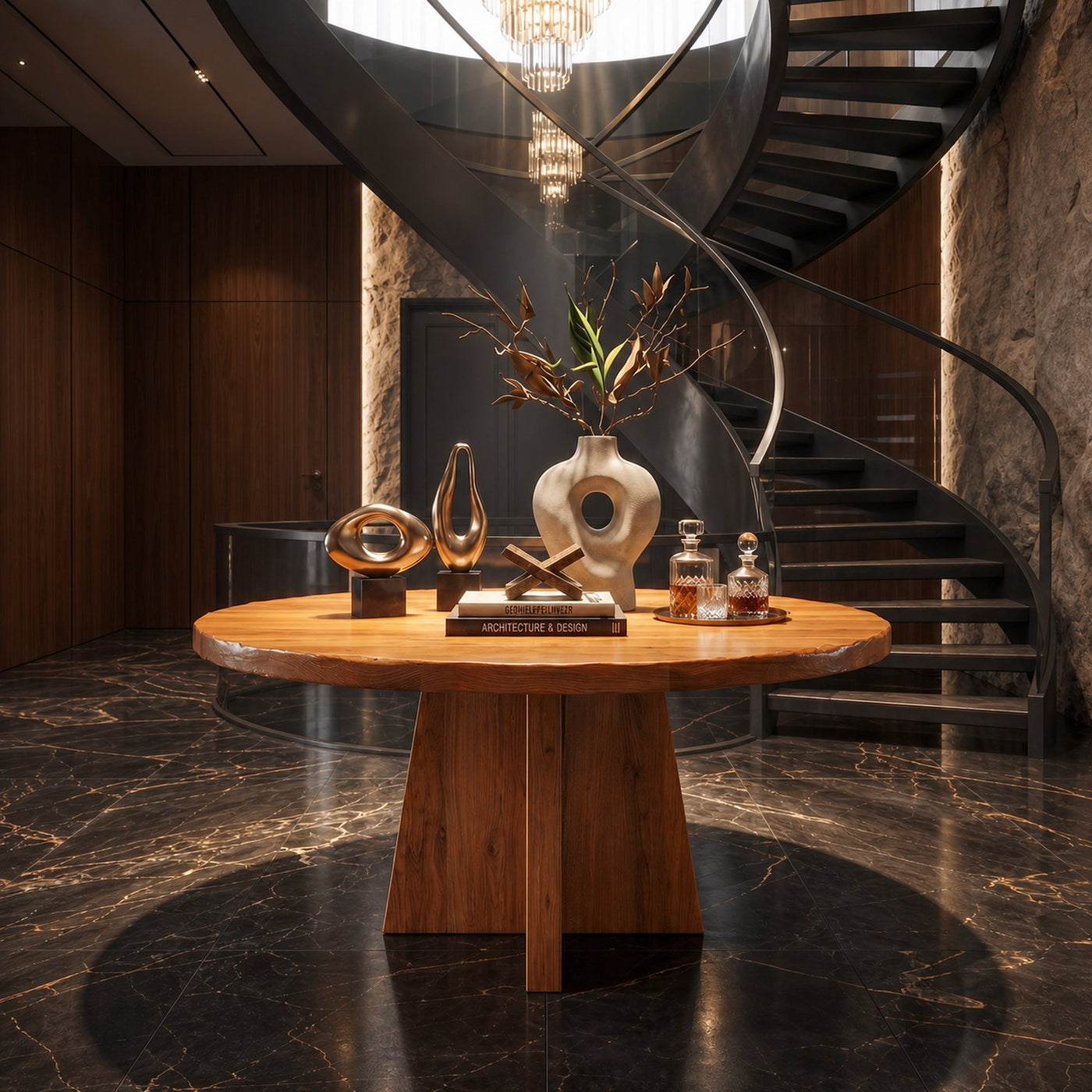 Modern Luxury Round Pedestal Table For Entryway And Lobby