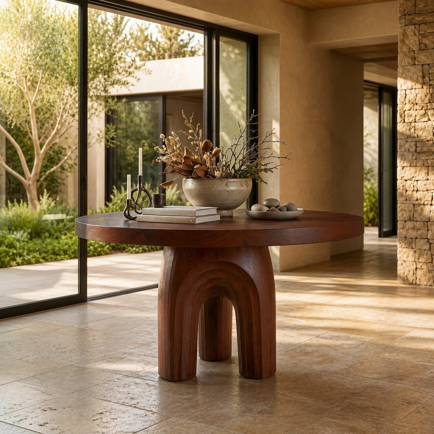 Modern Luxury Sculptural Round Foyer Table For Entryway And Lobby - product view 7