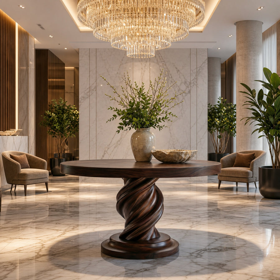 Modern Luxury Spiral Round Foyer Table For Entryway And Lobby