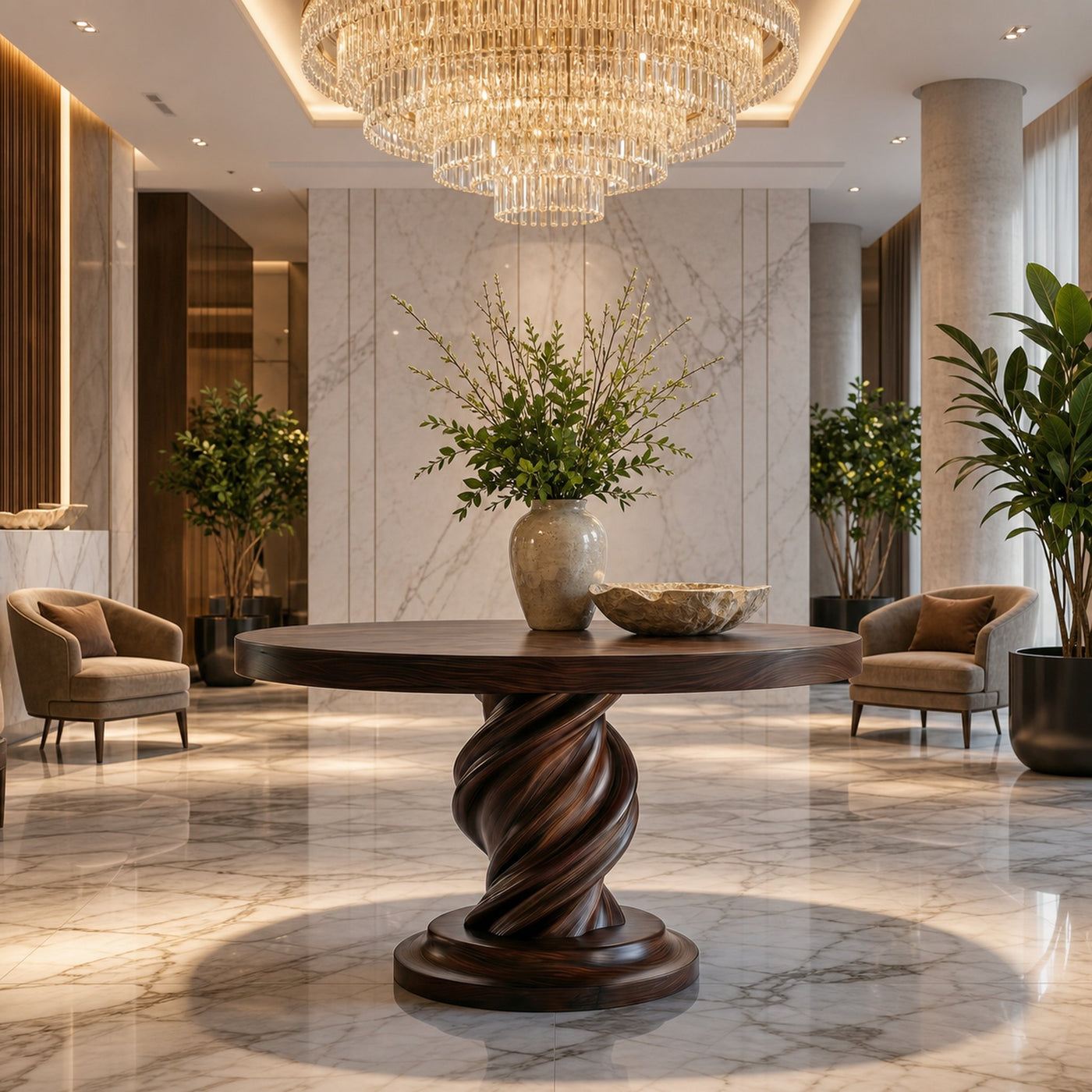 Modern Luxury Spiral Round Foyer Table For Entryway And Lobby