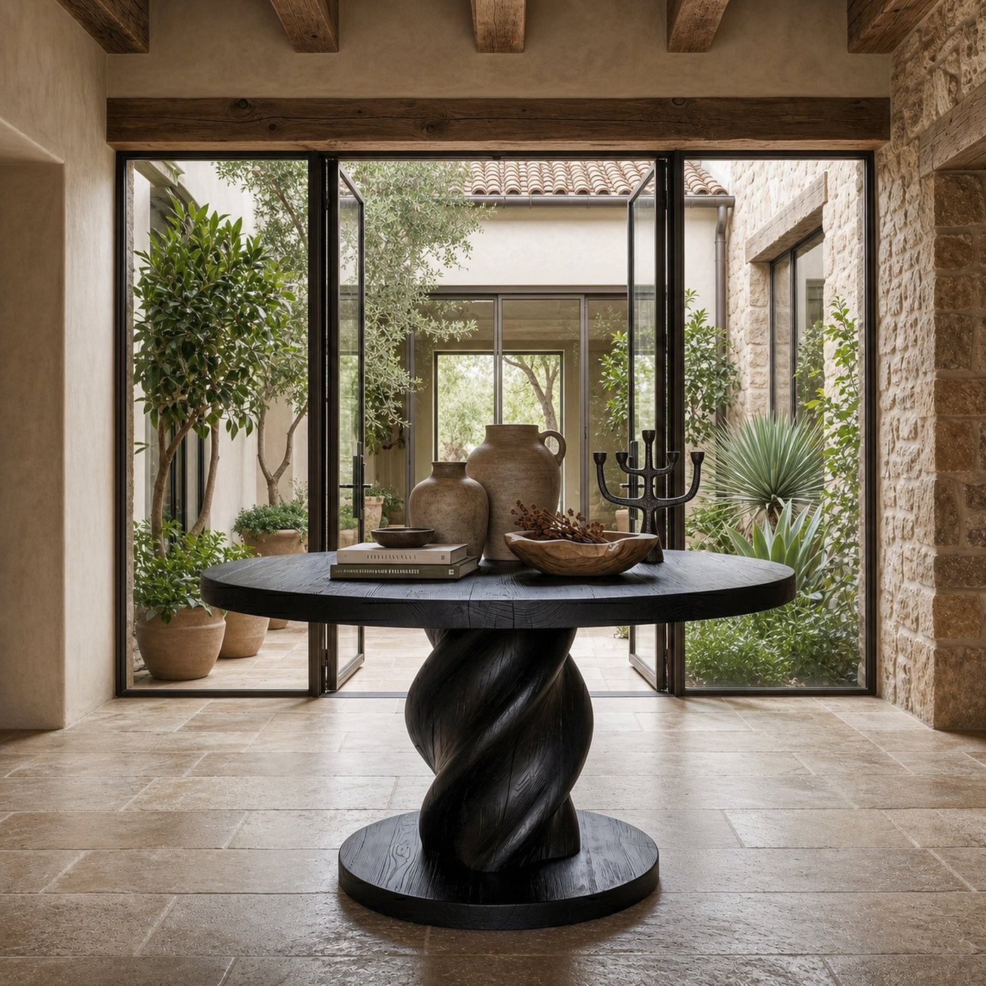 Modern Luxury Statement Round Entry Table For Entryway And Lobby