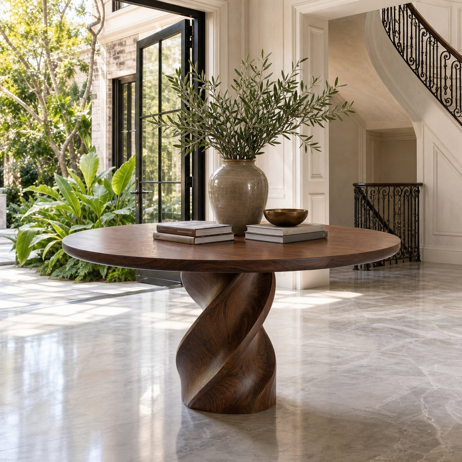 Modern Luxury Twist Pedestal Entry Table For Entryway And Hallway