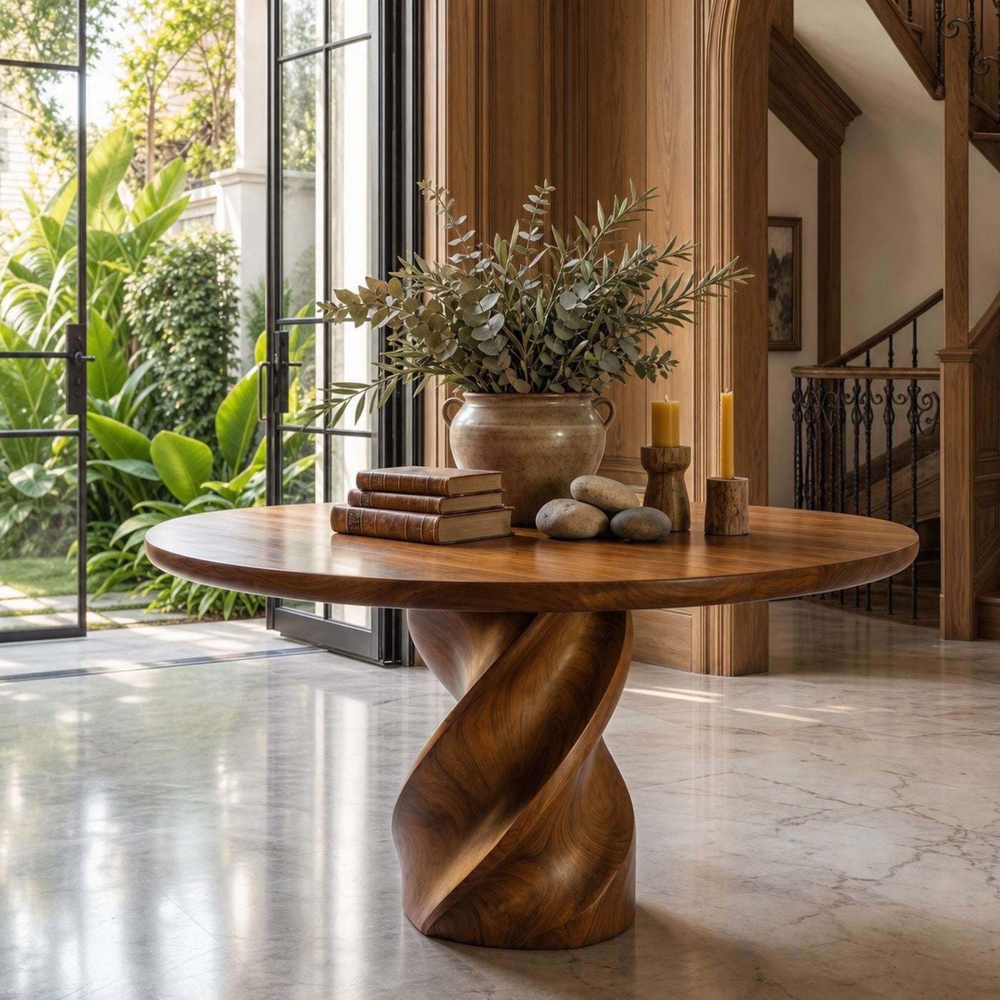 Modern Luxury Twist Pedestal Entry Table For Entryway And Hallway - product view 6