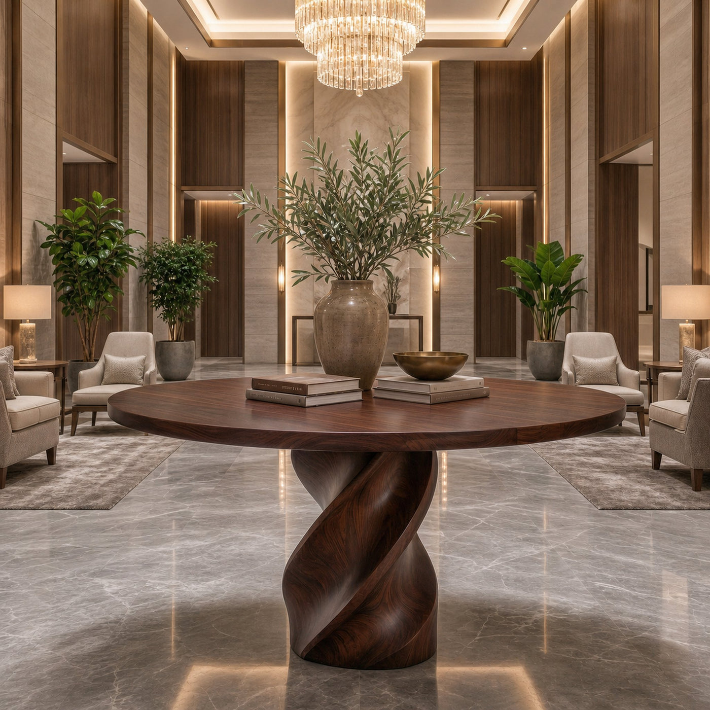 Modern Luxury Twist Pedestal Entry Table For Entryway And Hallway - product view 7