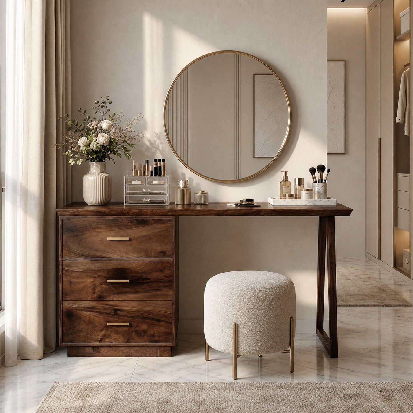 Modern Makeup Vanity Desk Studio Apartment Beauty Space Dressing Area - product view 7