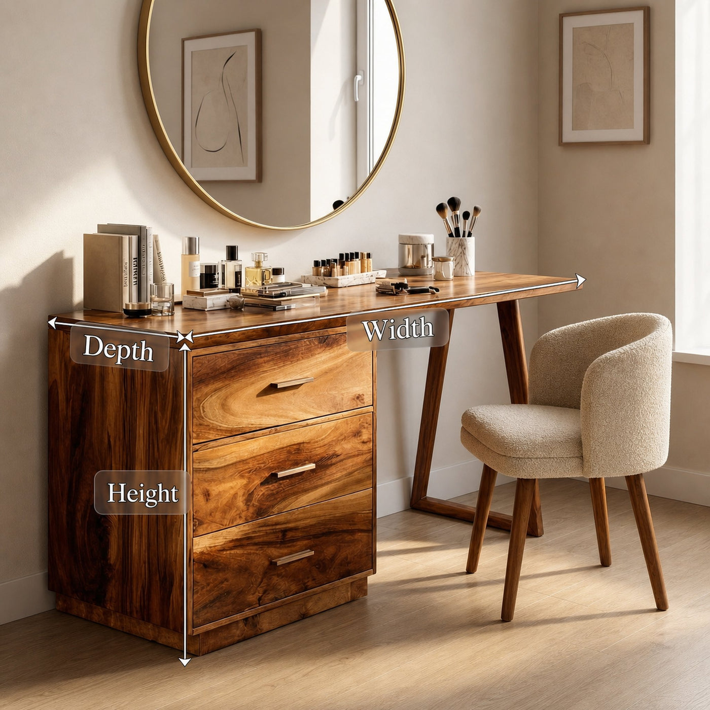 Modern Makeup Vanity Desk Studio Apartment Beauty Space Dressing Area - product view 8
