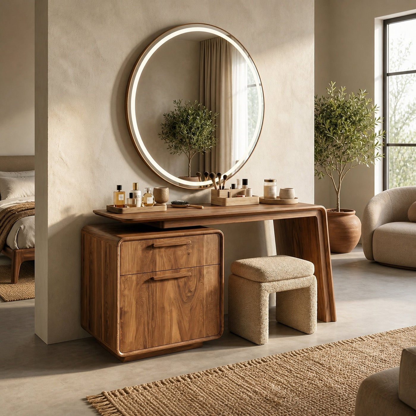 Modern Minimalist Dressing Table With Storage Sculptural Design For Bedroom - product view 6