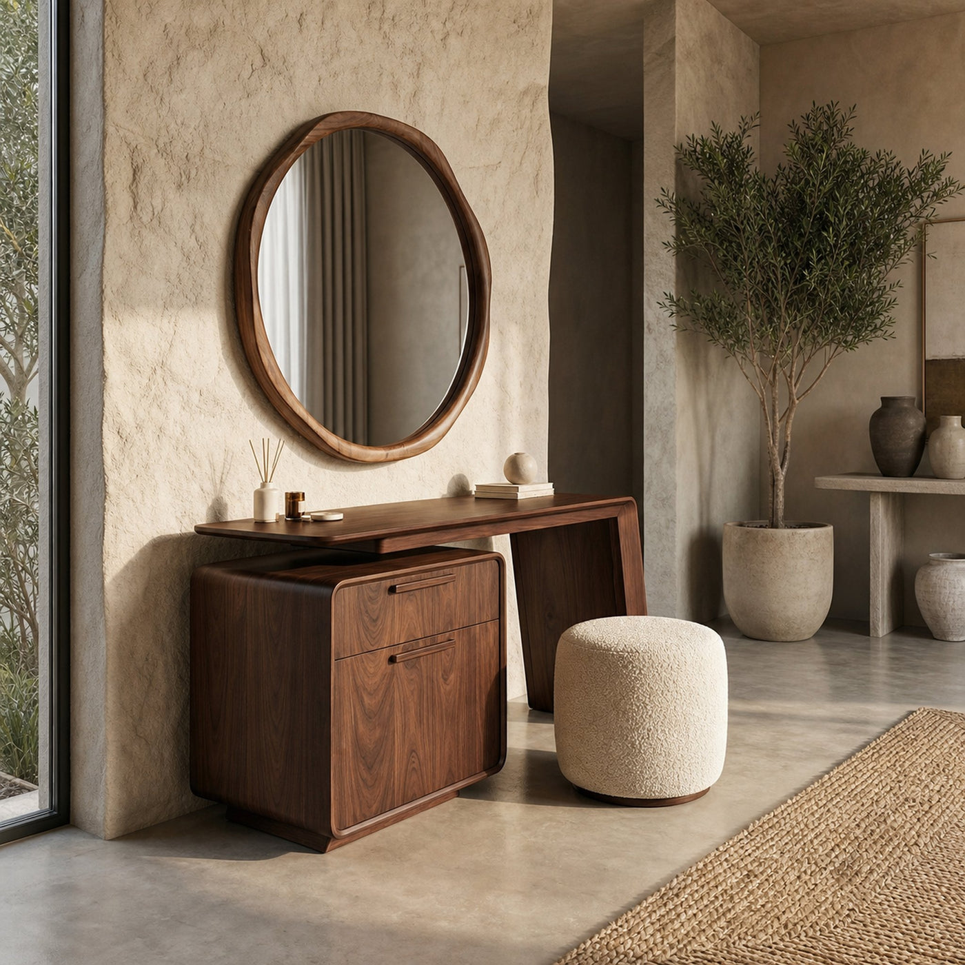 Modern Minimalist Dressing Table With Storage Sculptural Design For Bedroom - product view 7