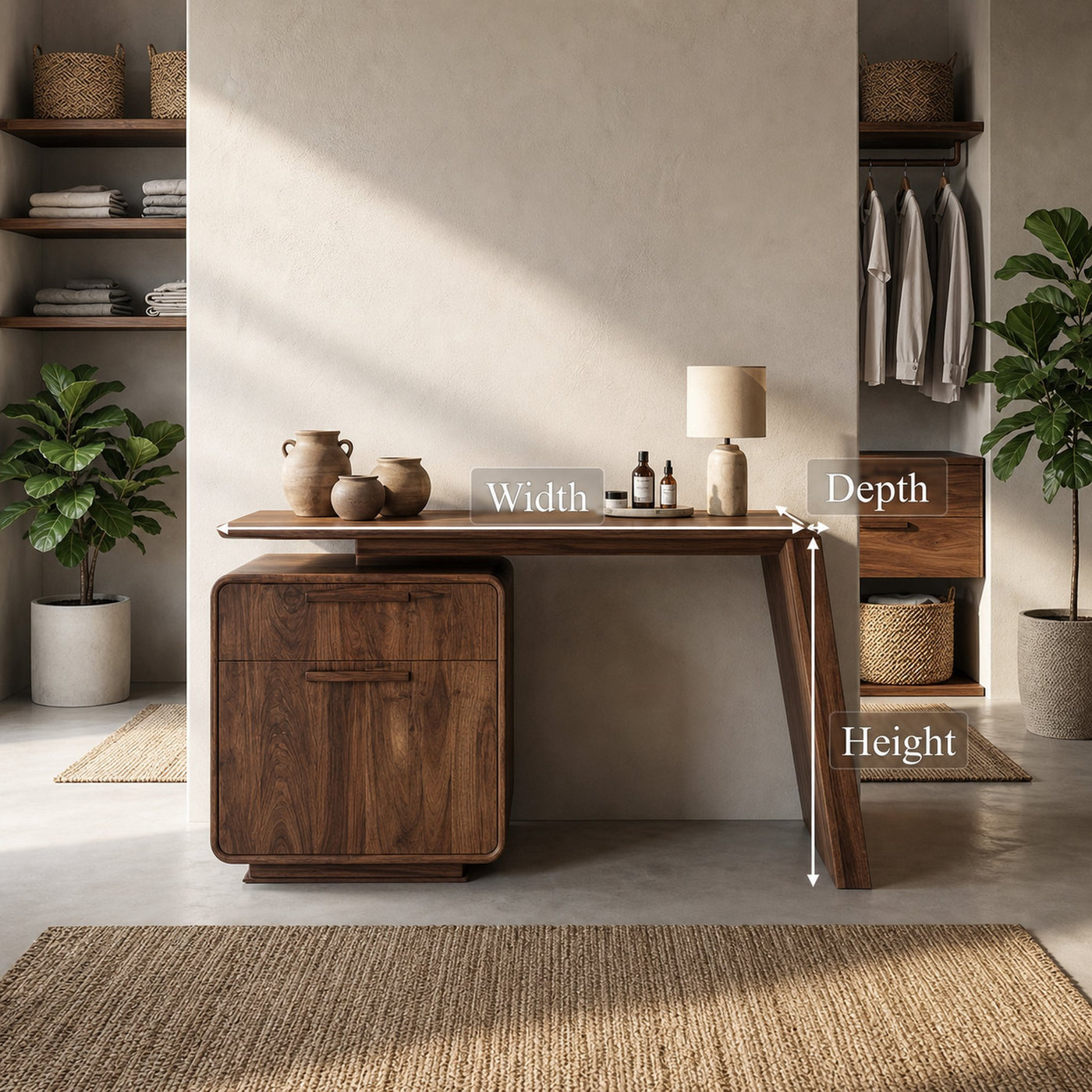 Modern Minimalist Dressing Table With Storage Sculptural Design For Bedroom - product view 8