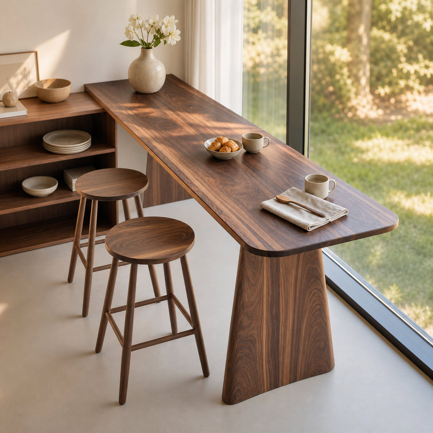 Modern Minimalist Wood Bar Table For Kitchen And Dining