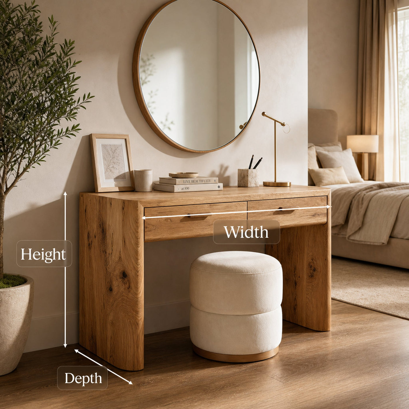 Modern Minimalist Wooden Vanity With Drawers For Bedroom - product view 6