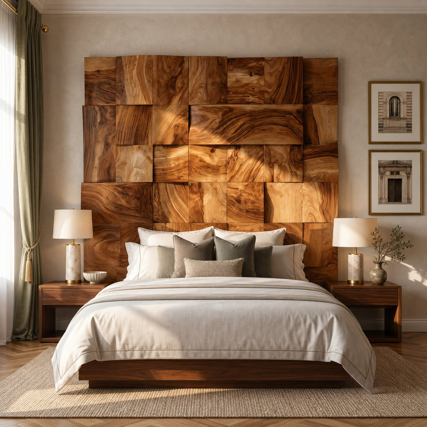 Modern Mosaic Wood Headboard For Luxury Tropical Bedroom Interior - product view 6