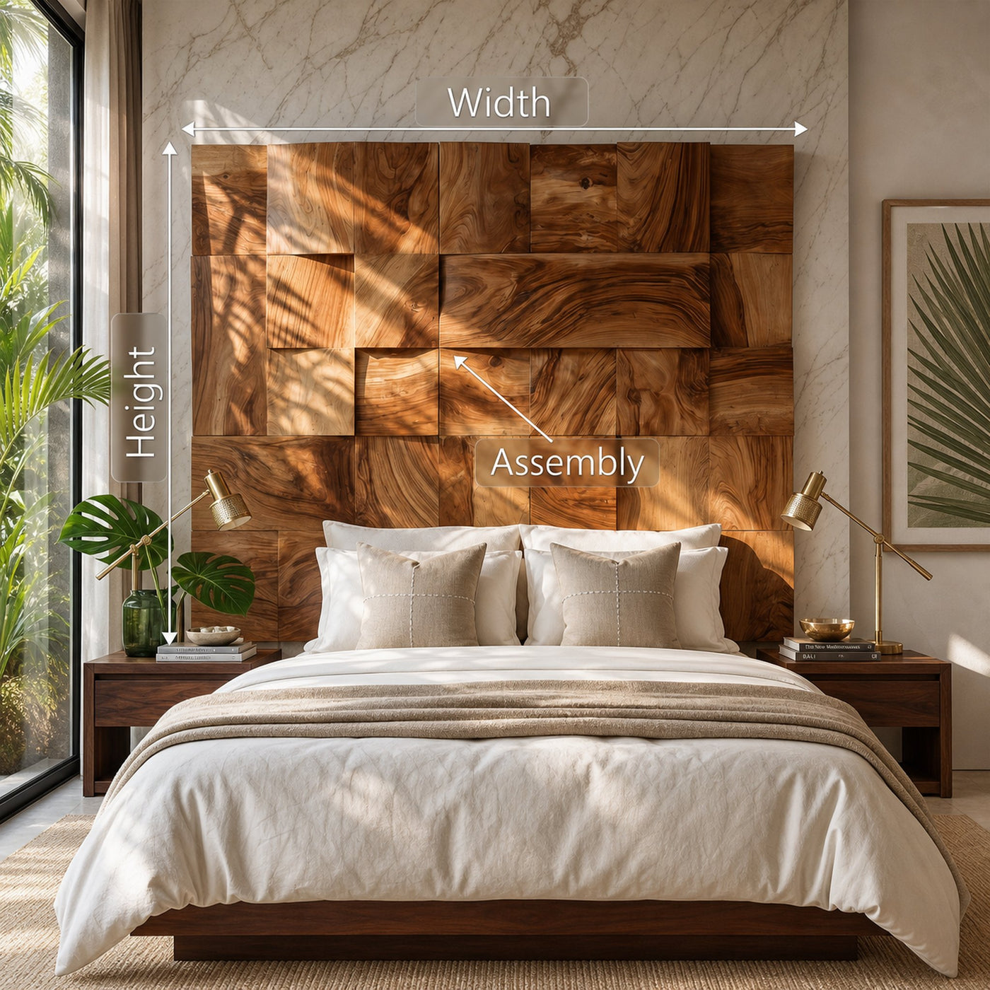 Modern Mosaic Wood Headboard For Luxury Tropical Bedroom Interior - product view 8