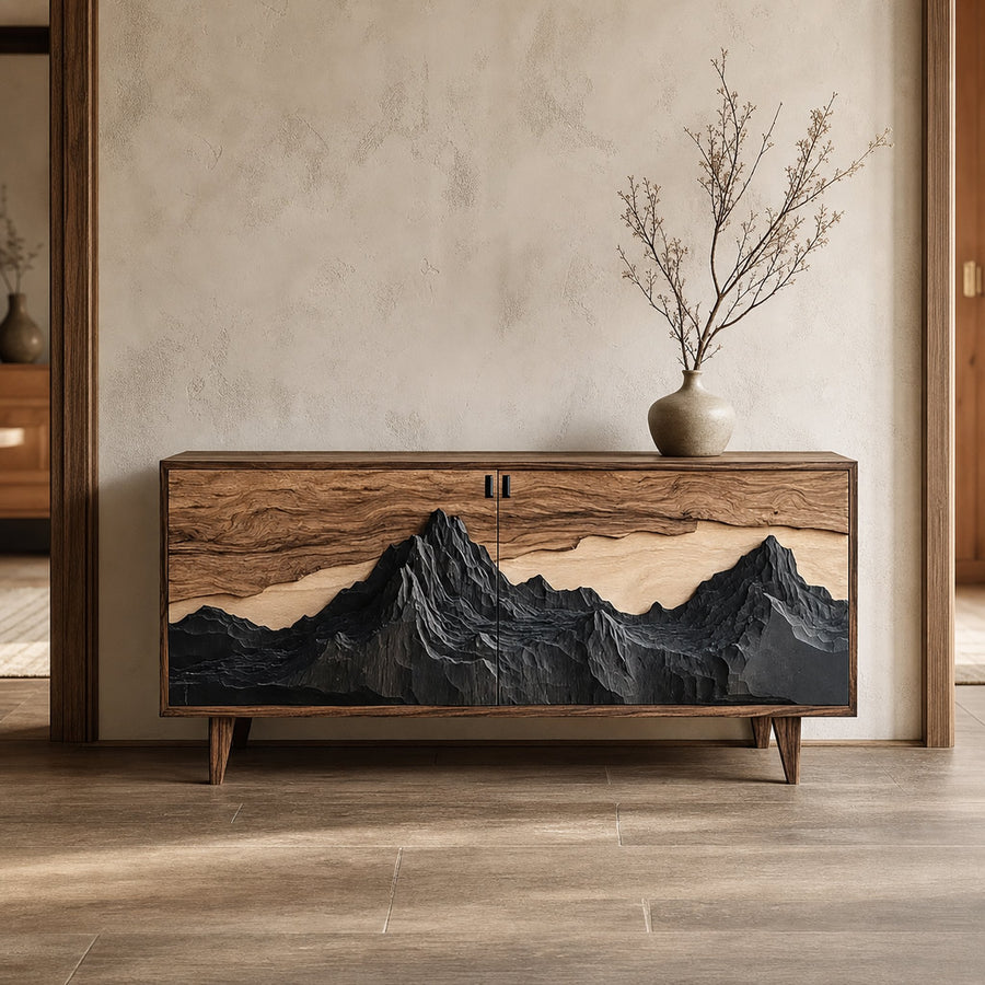 Modern Mountain Storage Console For Living Room And Entryway