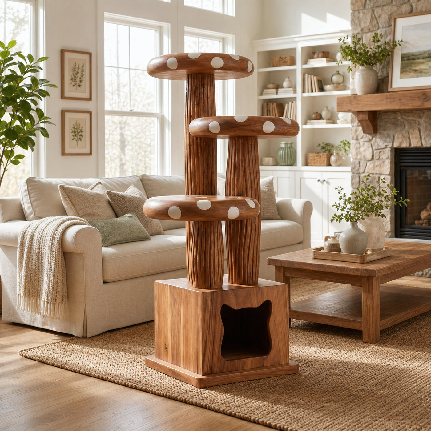 Modern Mushroom Cat Tower For Living Room And Cat Room