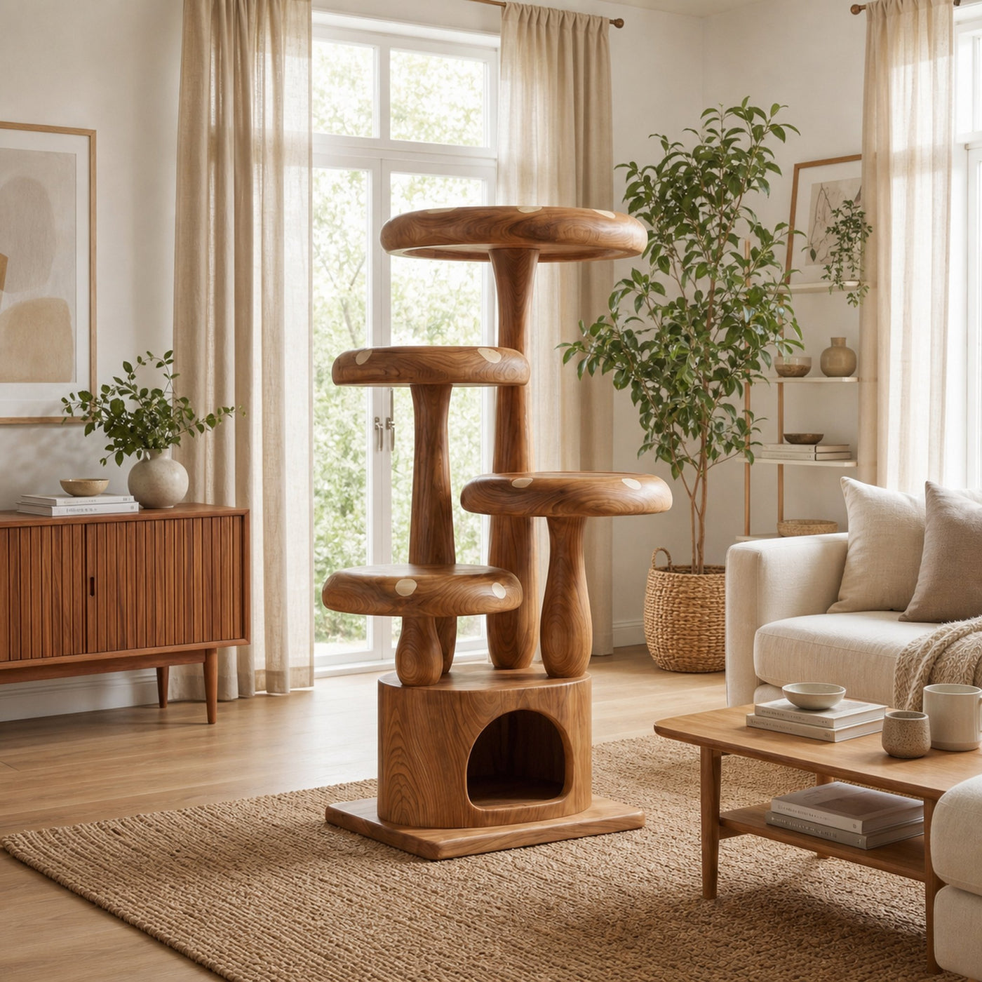 Modern Mushroom Cat Tree For Living Room And Pet Space