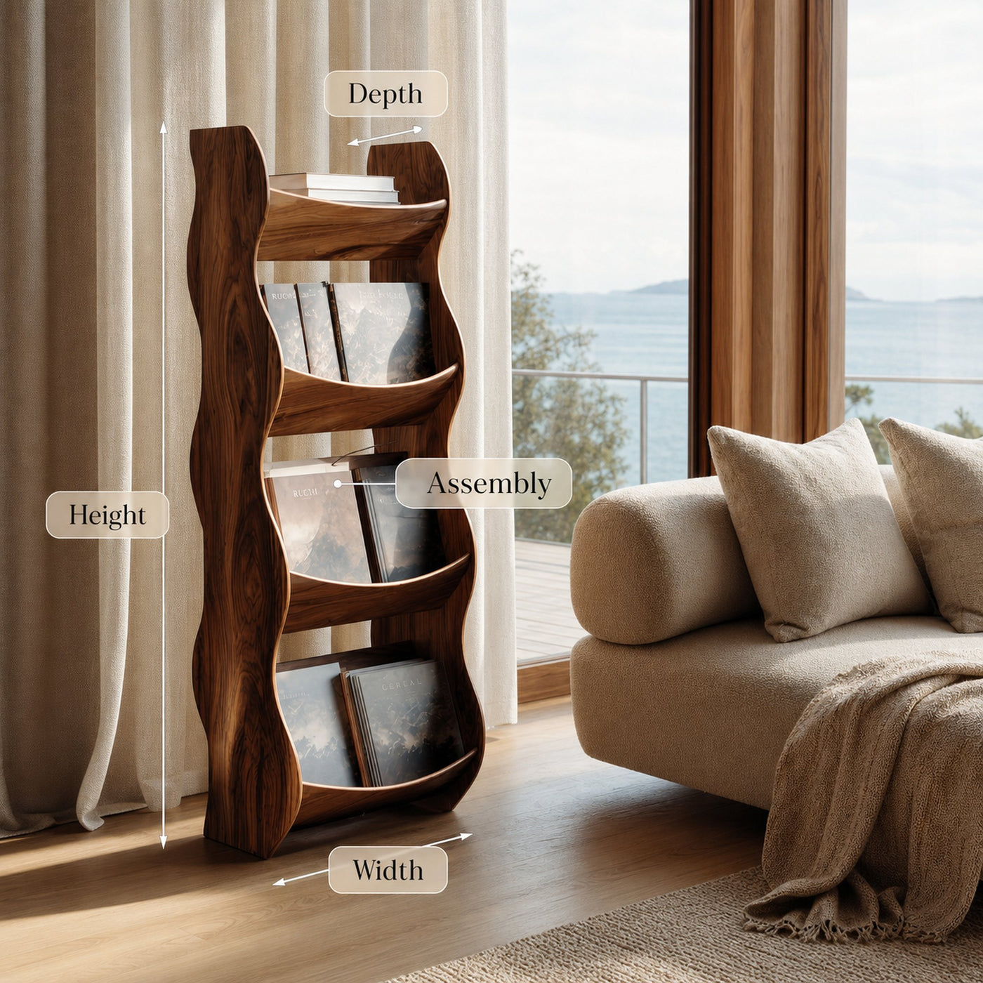 Modern Natural Wood Tall Magazine Rack For Living Storage - product view 8