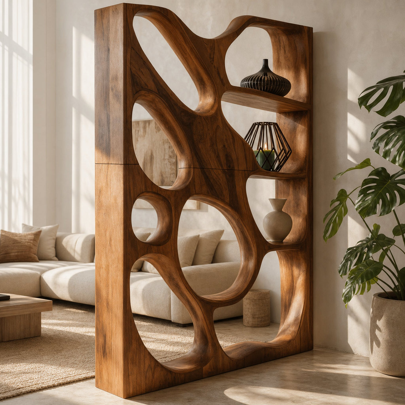 Modern Openwork Divider With Display Shelves For Living Room - product view 6