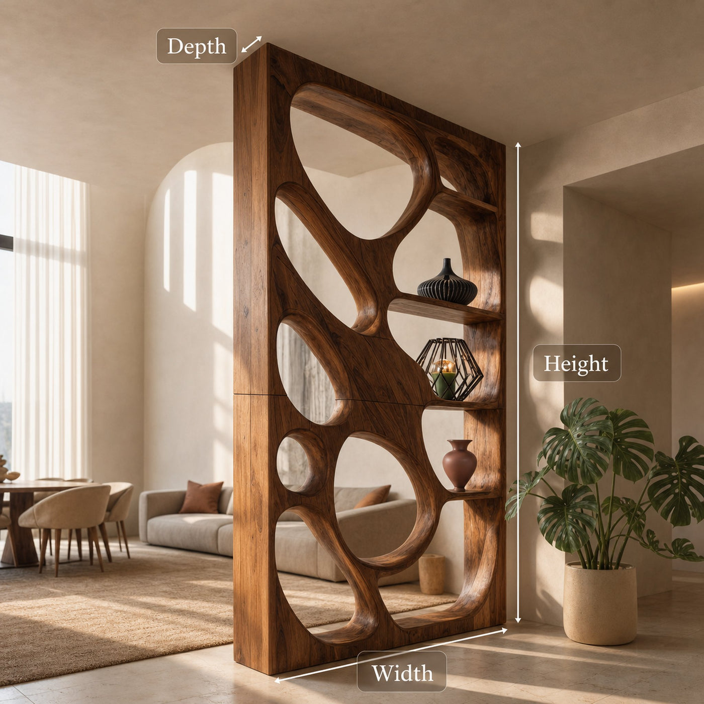 Modern Openwork Divider With Display Shelves For Living Room - product view 9