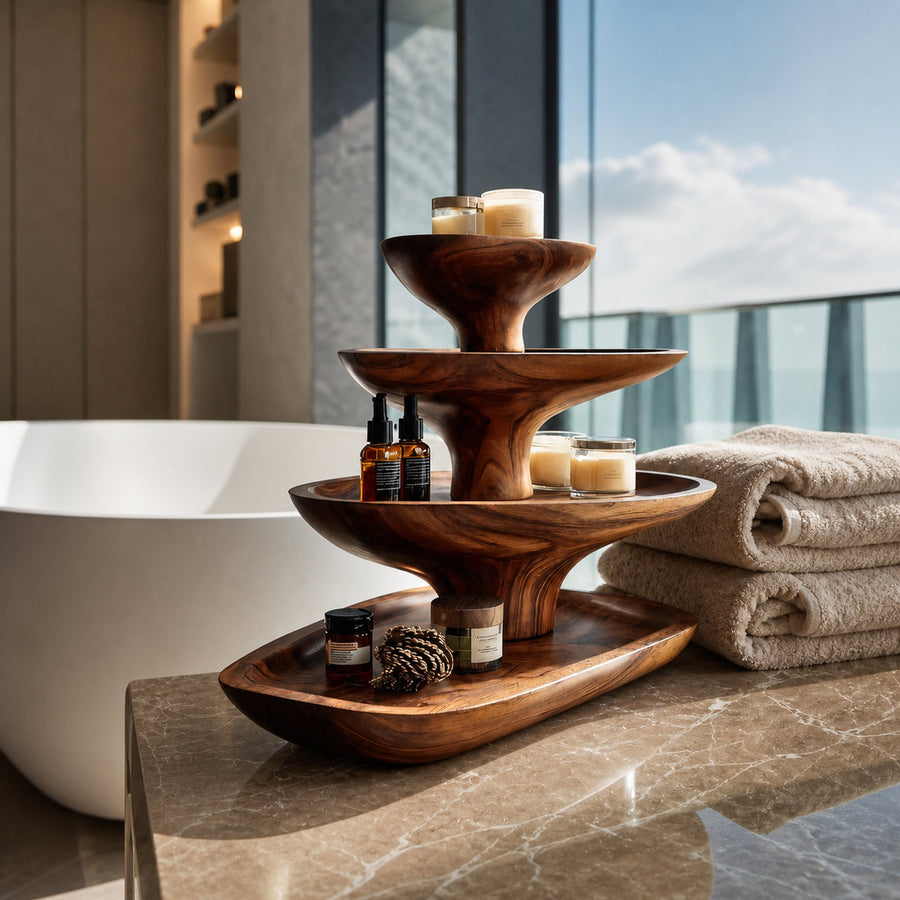 Modern Organic Bathroom Shelf Multi Level For Bathroom Counter