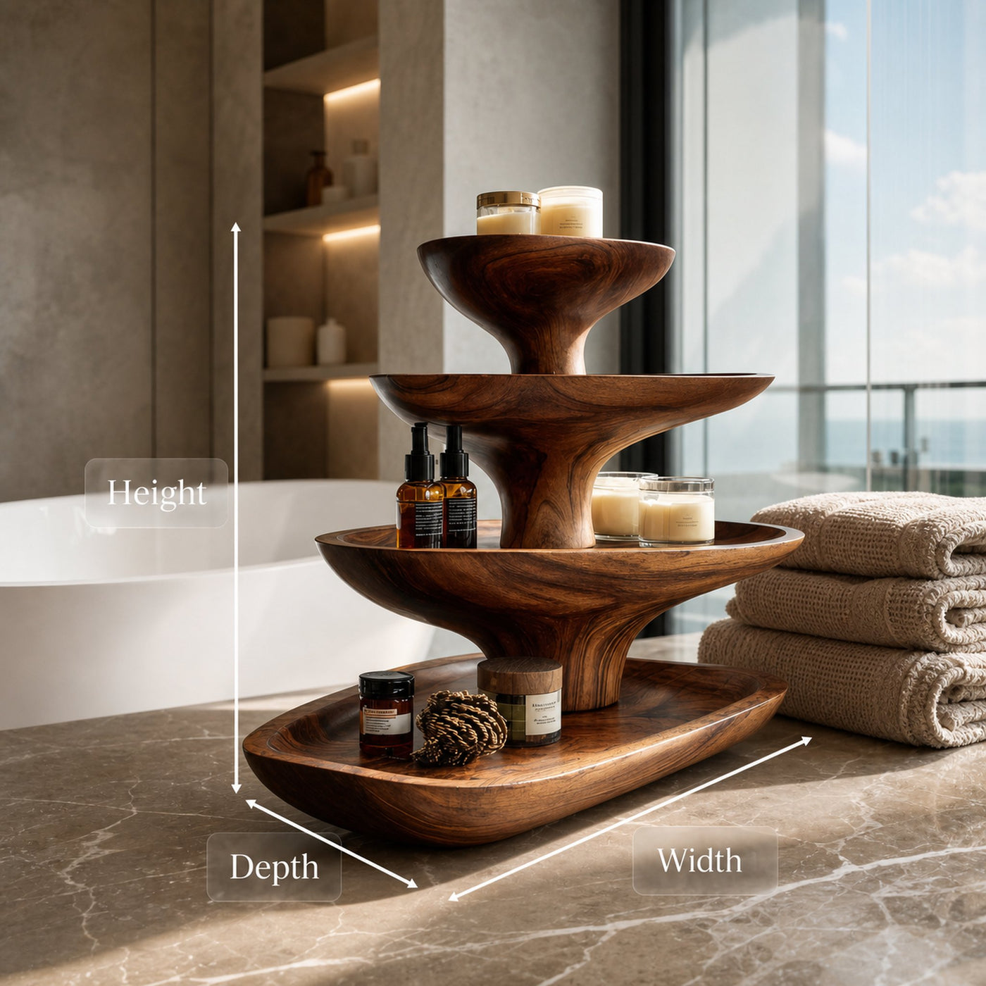 Modern Organic Bathroom Shelf Multi Level For Bathroom Counter - product view 6
