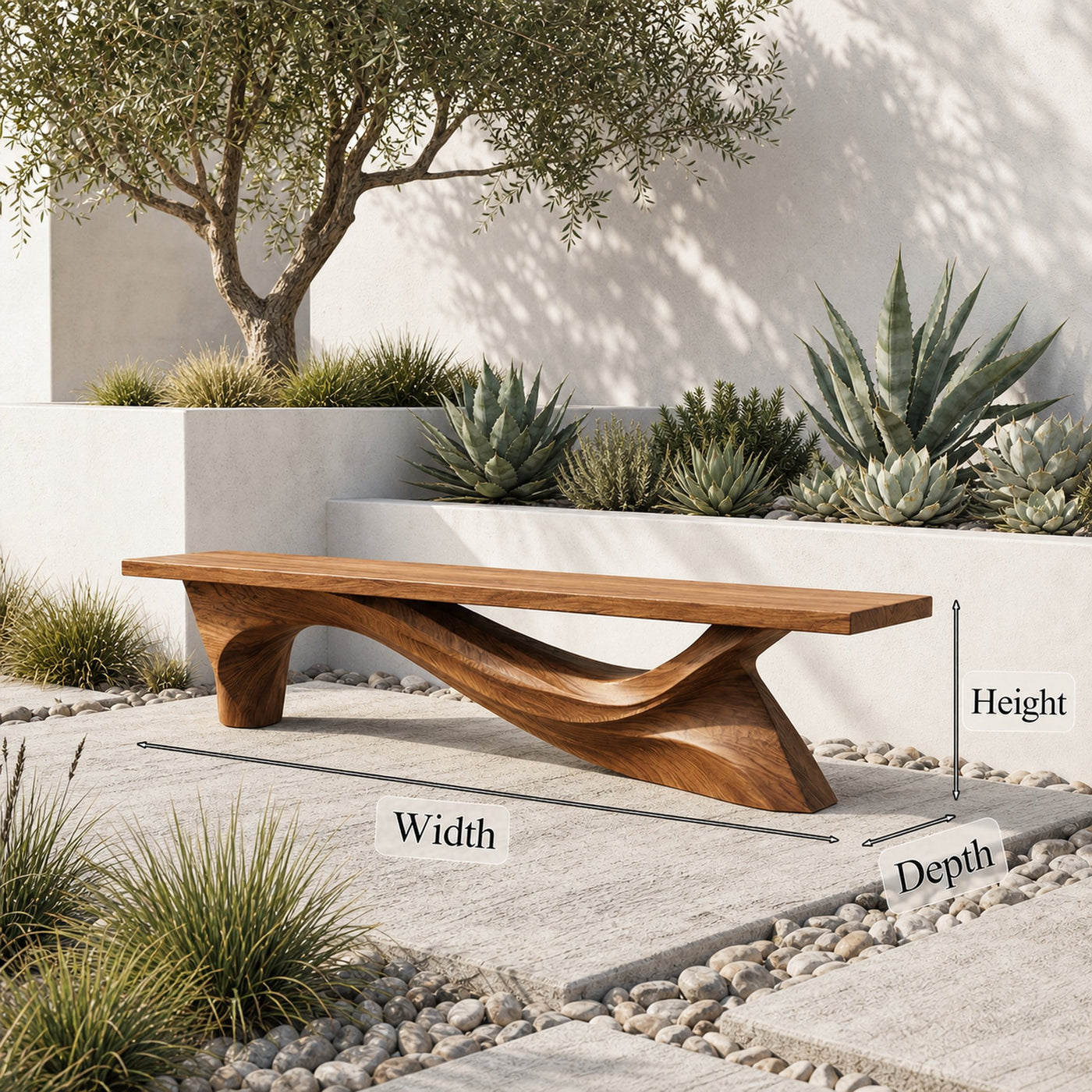 Modern Organic Bench Solid Wood Asymmetrical Wave Structure Hallway And Entryway - product view 8