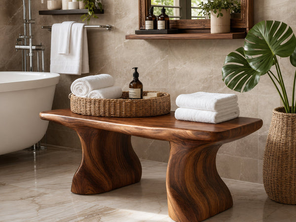 Modern Organic Curved Bath Bench For Bathroom