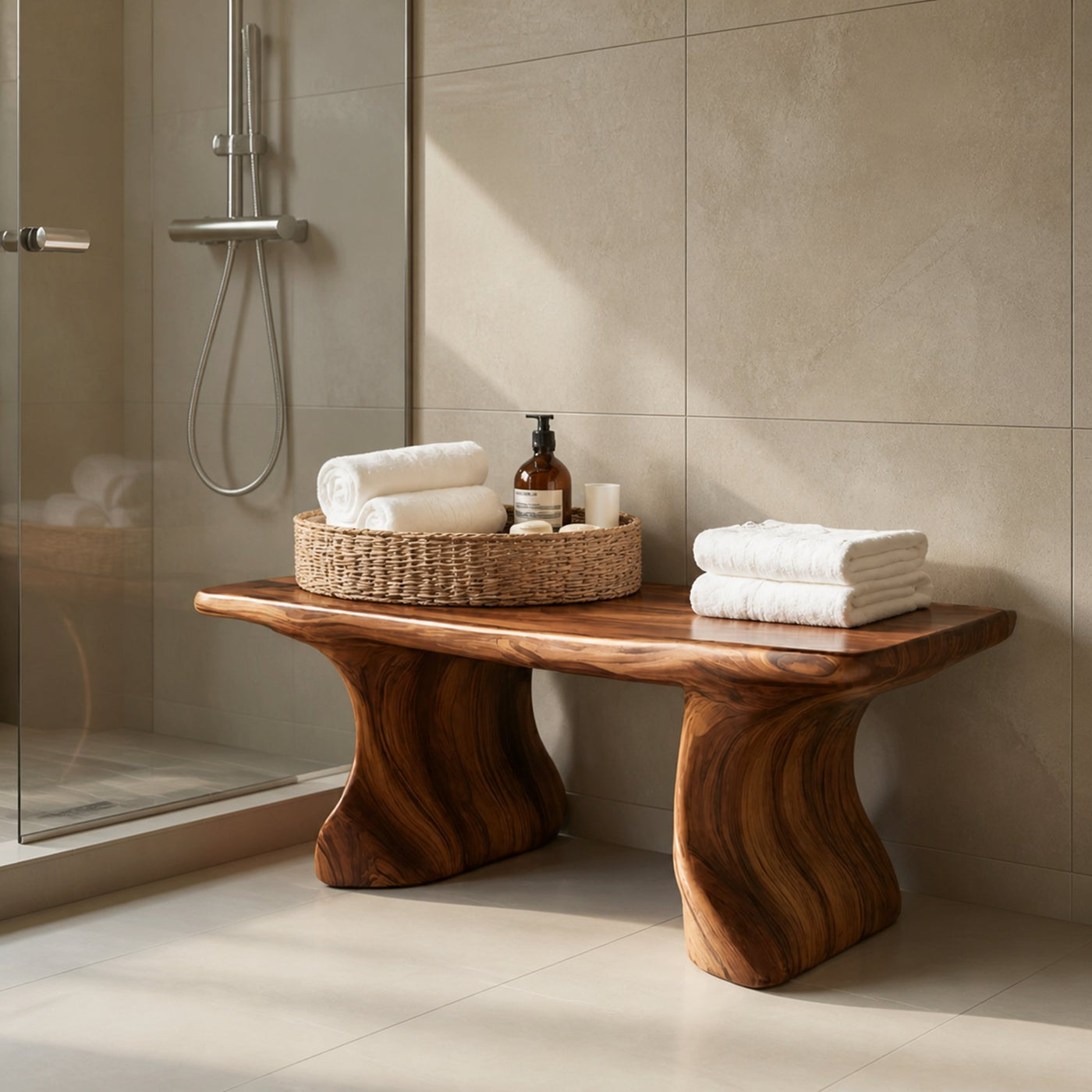 Modern Organic Curved Bath Bench For Bathroom - product view 6