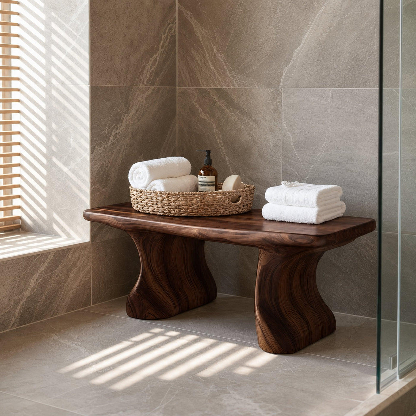 Modern Organic Curved Bath Bench For Bathroom - product view 7