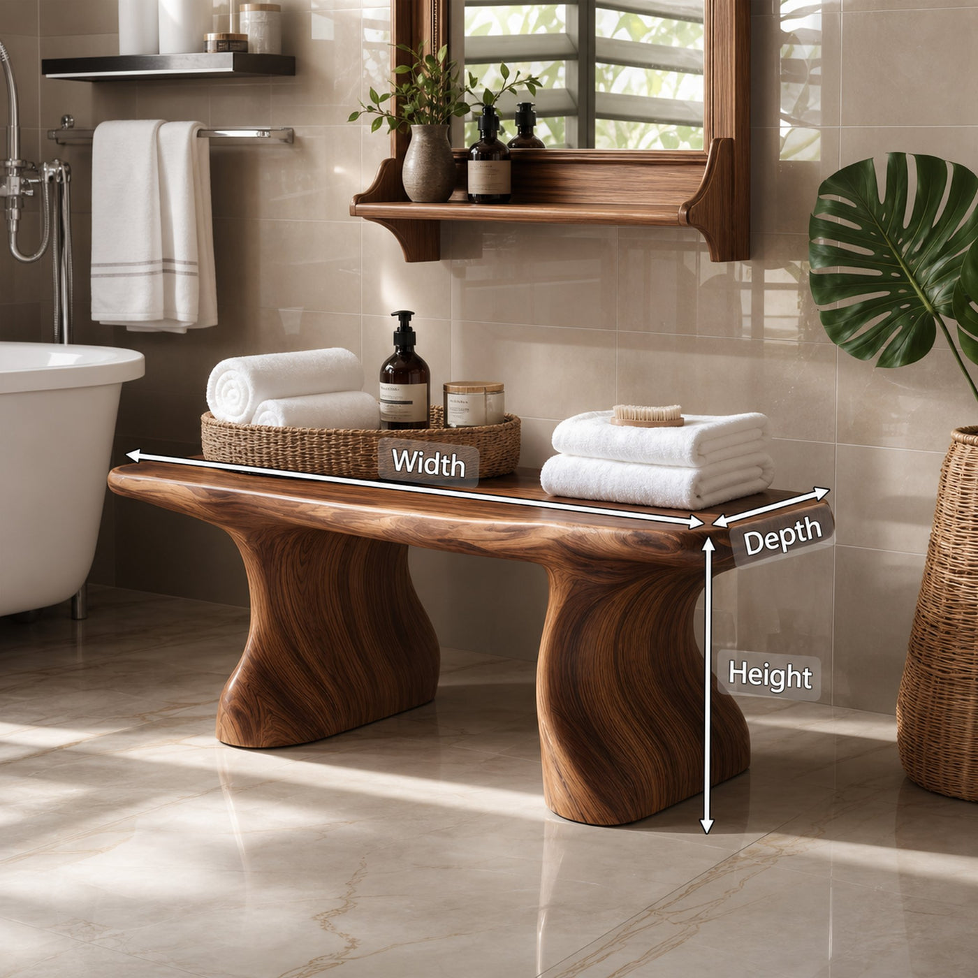 Modern Organic Curved Bath Bench For Bathroom - product view 8