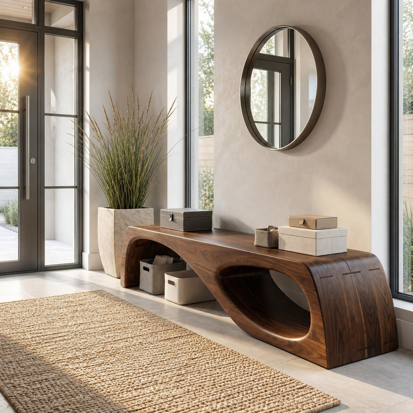 Modern Organic Garden Bench For Patio And Backyard Space - product view 7