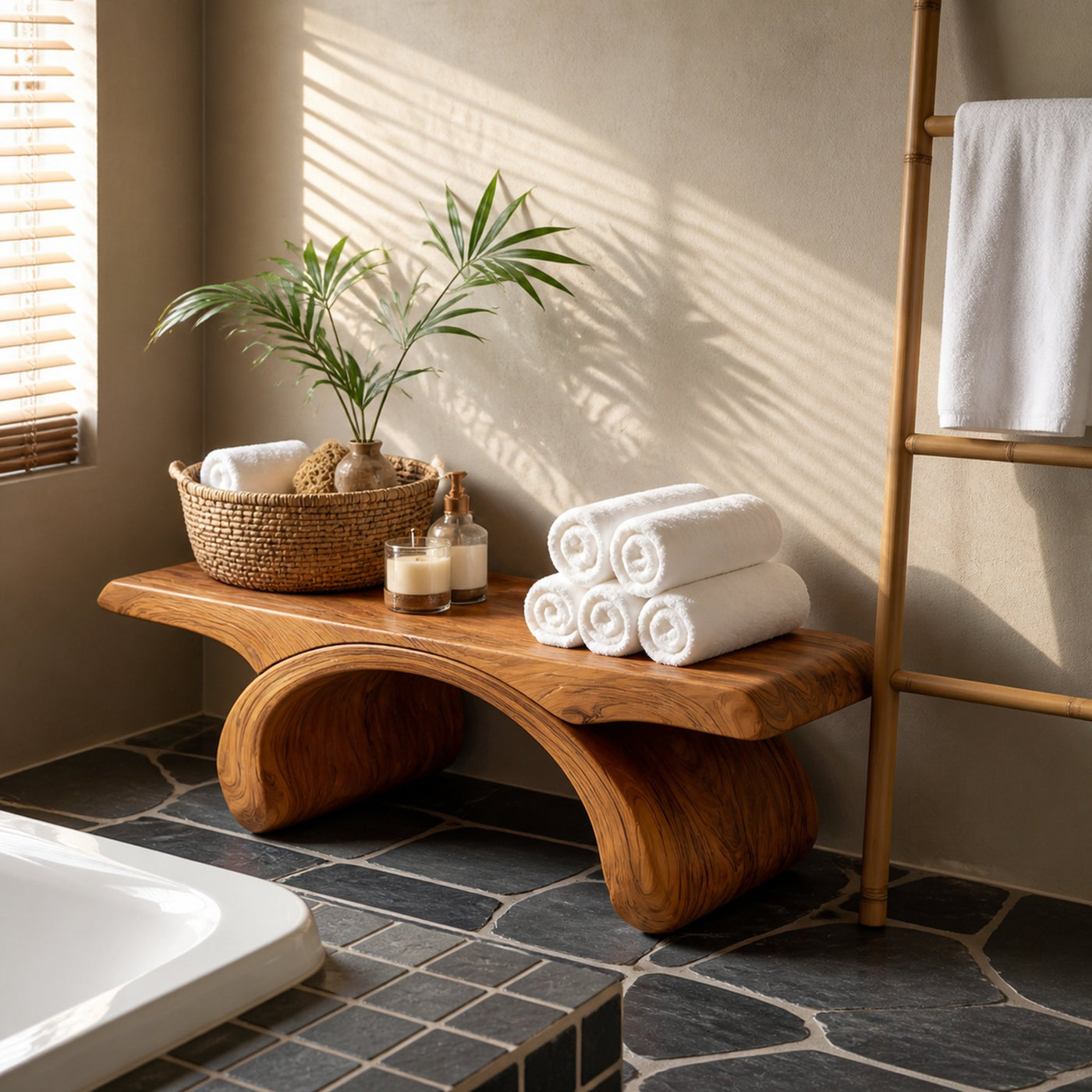 Modern Organic Shower Bench For Bathroom Or Spa Furniture - product view 6
