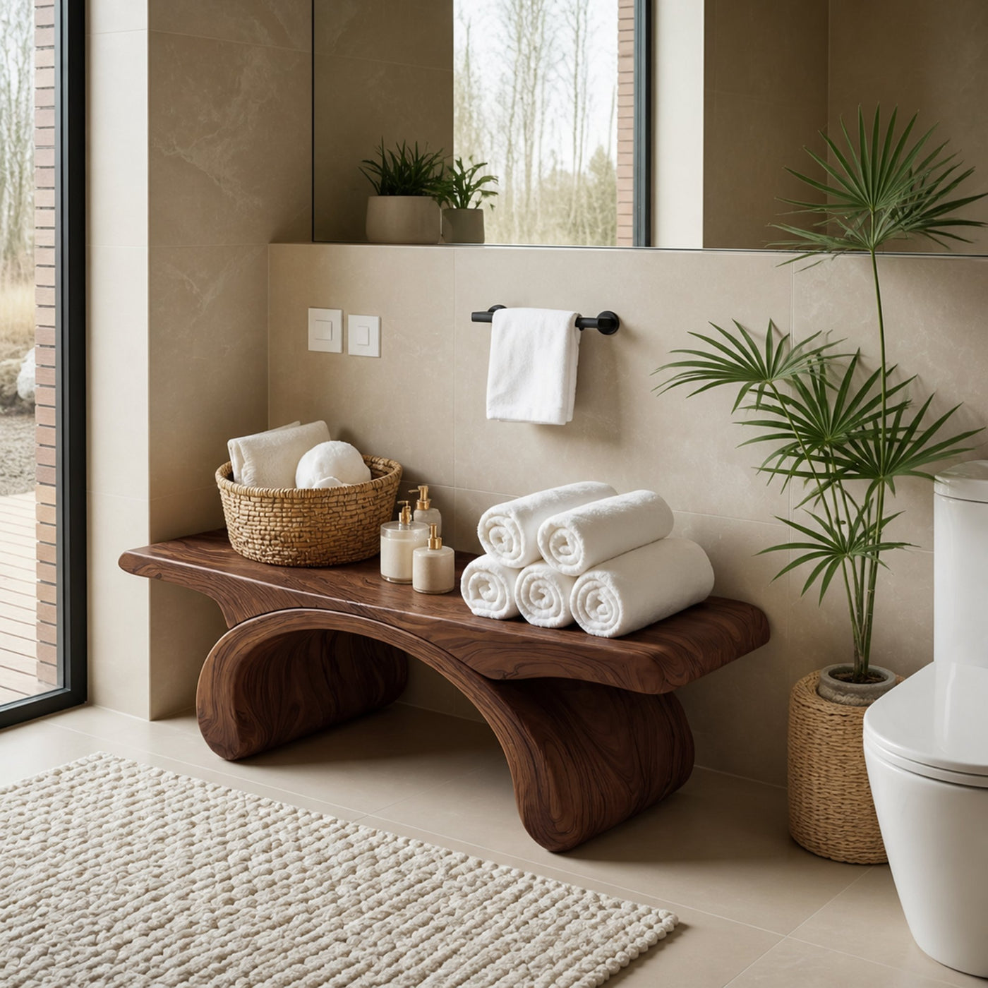 Modern Organic Shower Bench For Bathroom Or Spa Furniture - product view 7