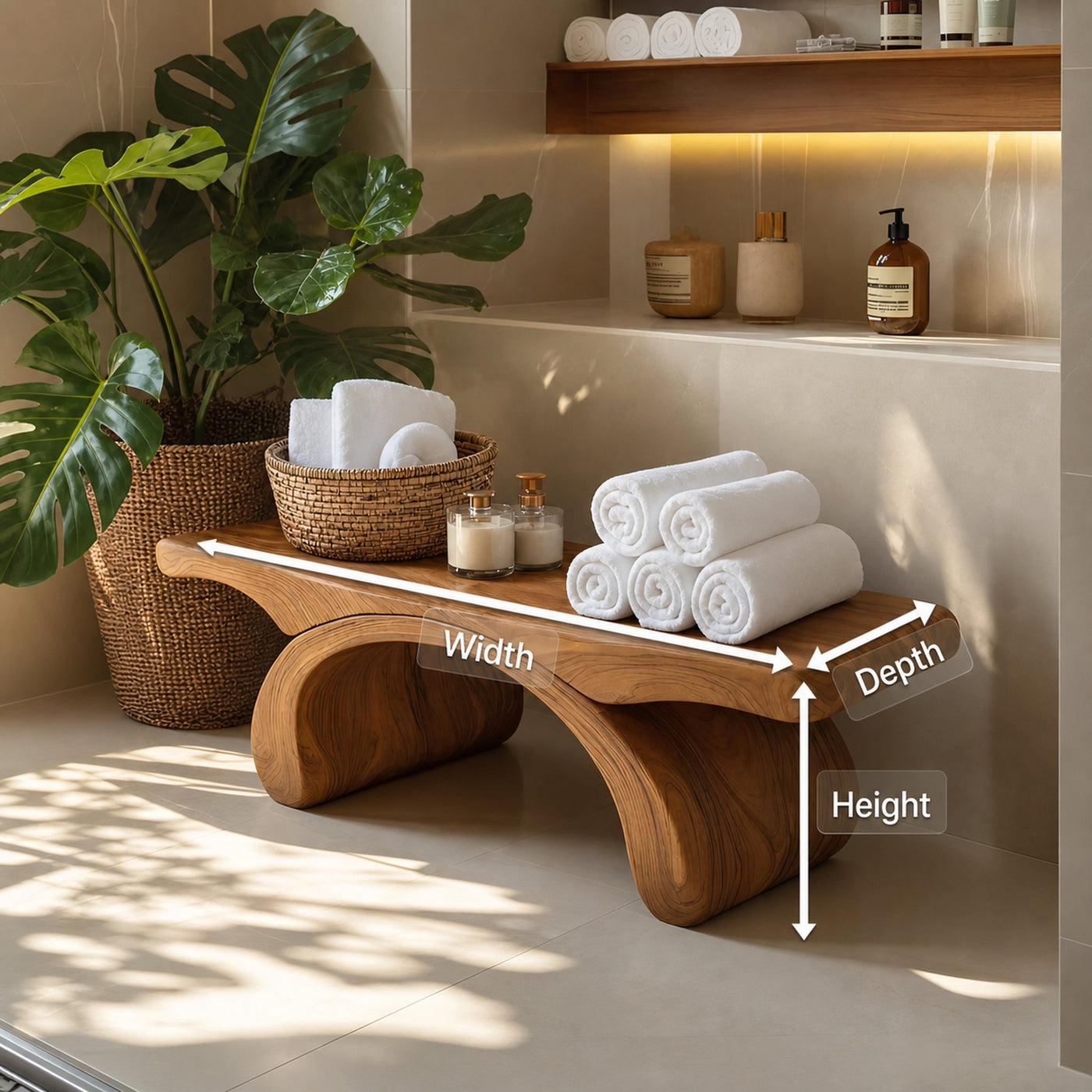 Modern Organic Shower Bench For Bathroom Or Spa Furniture - product view 8
