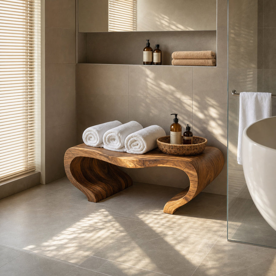 Modern Organic Shower Bench For Spa Decor Or Bathroom