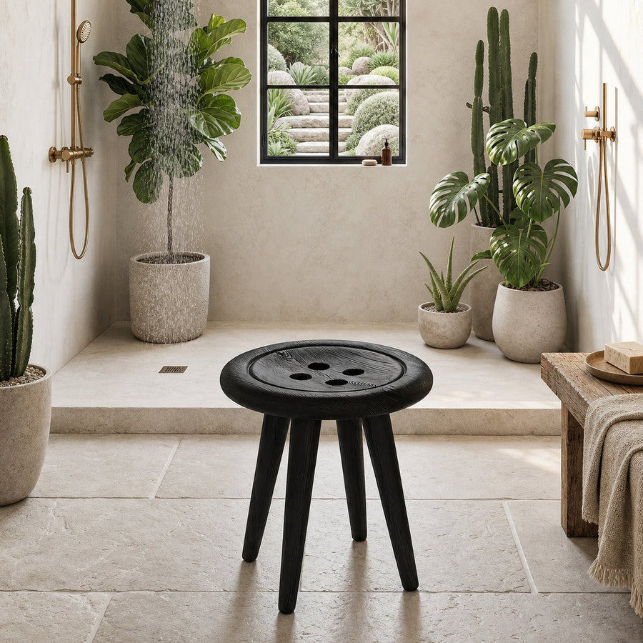 Modern Organic Shower Stool With Handcrafted Wood Design For Bathroom