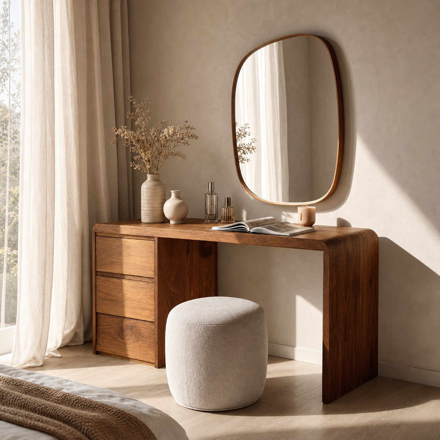 Modern Organic Vanity Table For Bedroom Space