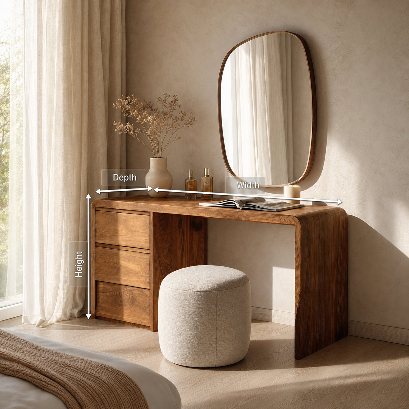 Modern Organic Vanity Table For Bedroom Space - product view 8