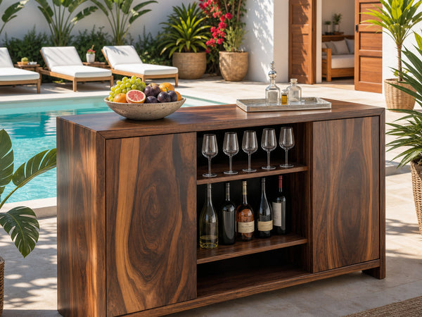 Modern Outdoor Bar Cabinet With Wine Storage For Patio