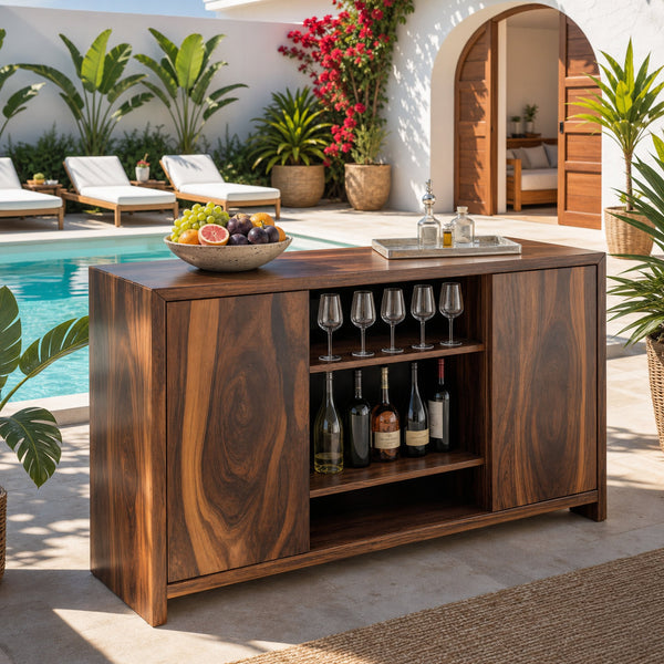 Modern Outdoor Bar Cabinet With Wine Storage For Patio