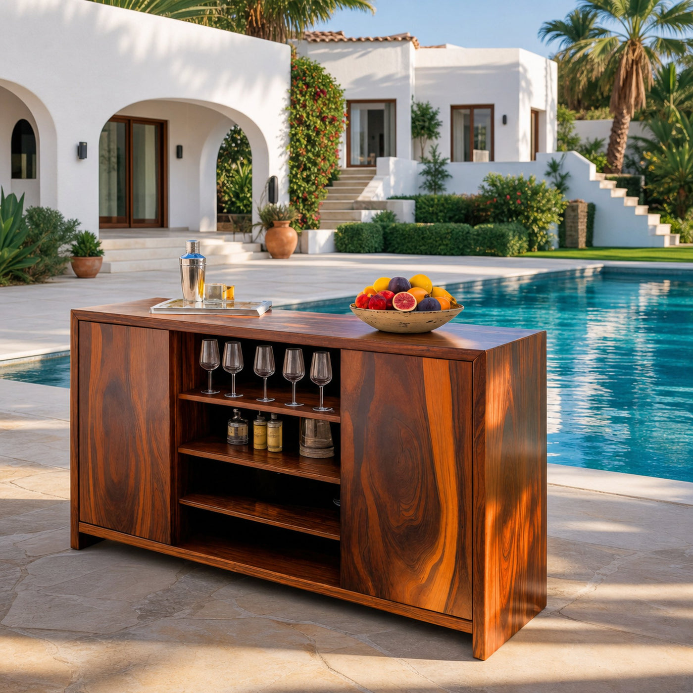 Modern Outdoor Bar Cabinet With Wine Storage For Patio - product view 6