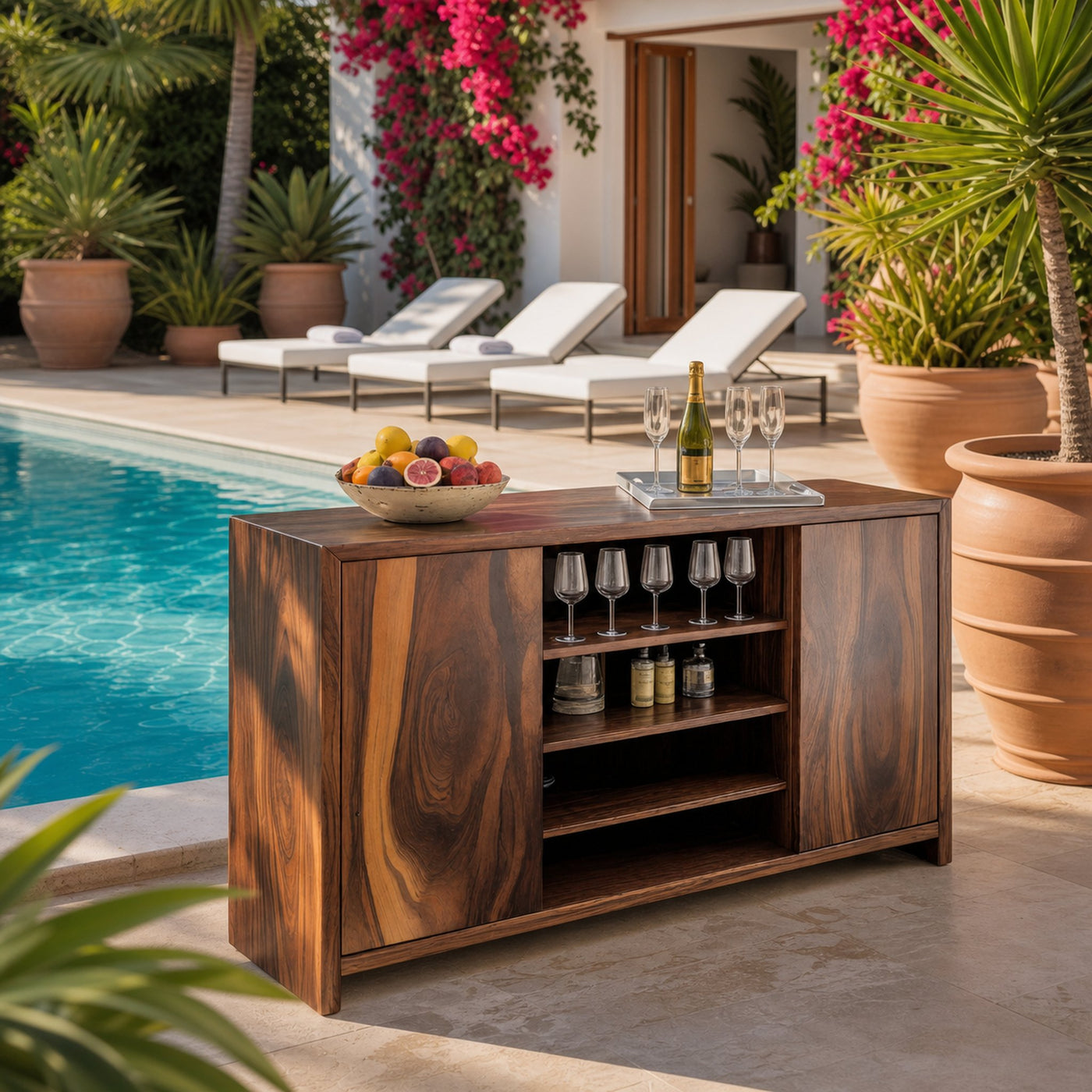 Modern Outdoor Bar Cabinet With Wine Storage For Patio - product view 7