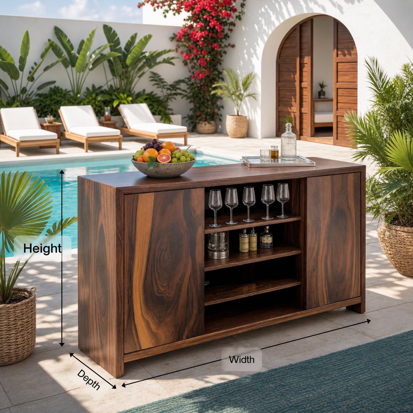 Modern Outdoor Bar Cabinet With Wine Storage For Patio - product view 8