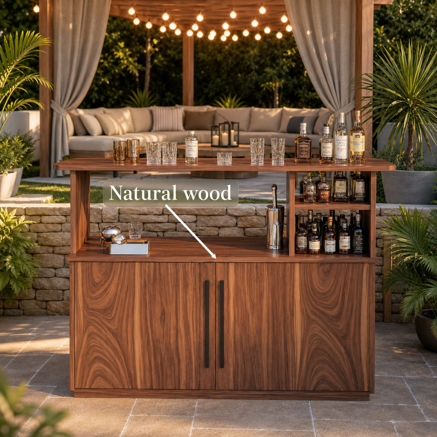 Modern Outdoor Bar Table With Cabinet For Patio Or Poolside - product view 6