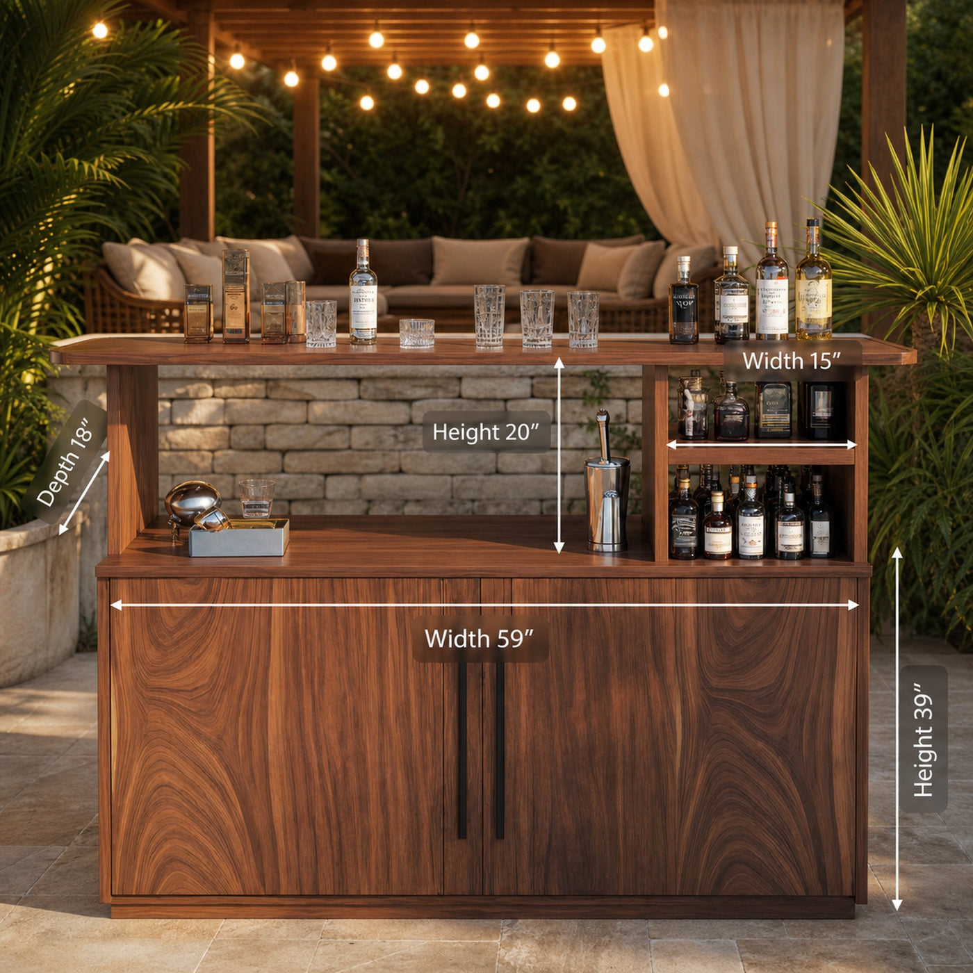 Modern Outdoor Bar Table With Cabinet For Patio Or Poolside - product view 7