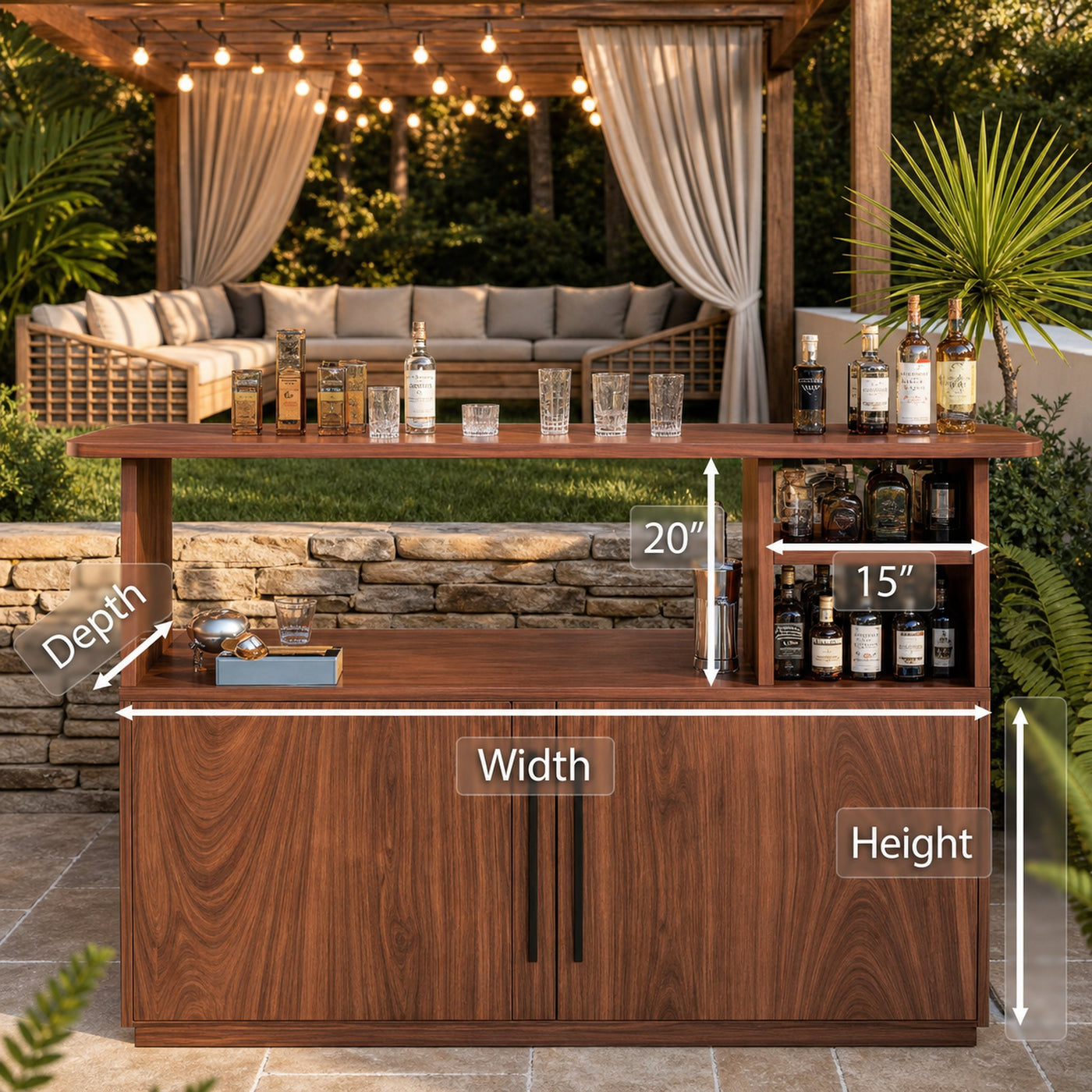 Modern Outdoor Bar Table With Cabinet For Patio Or Poolside - product view 8
