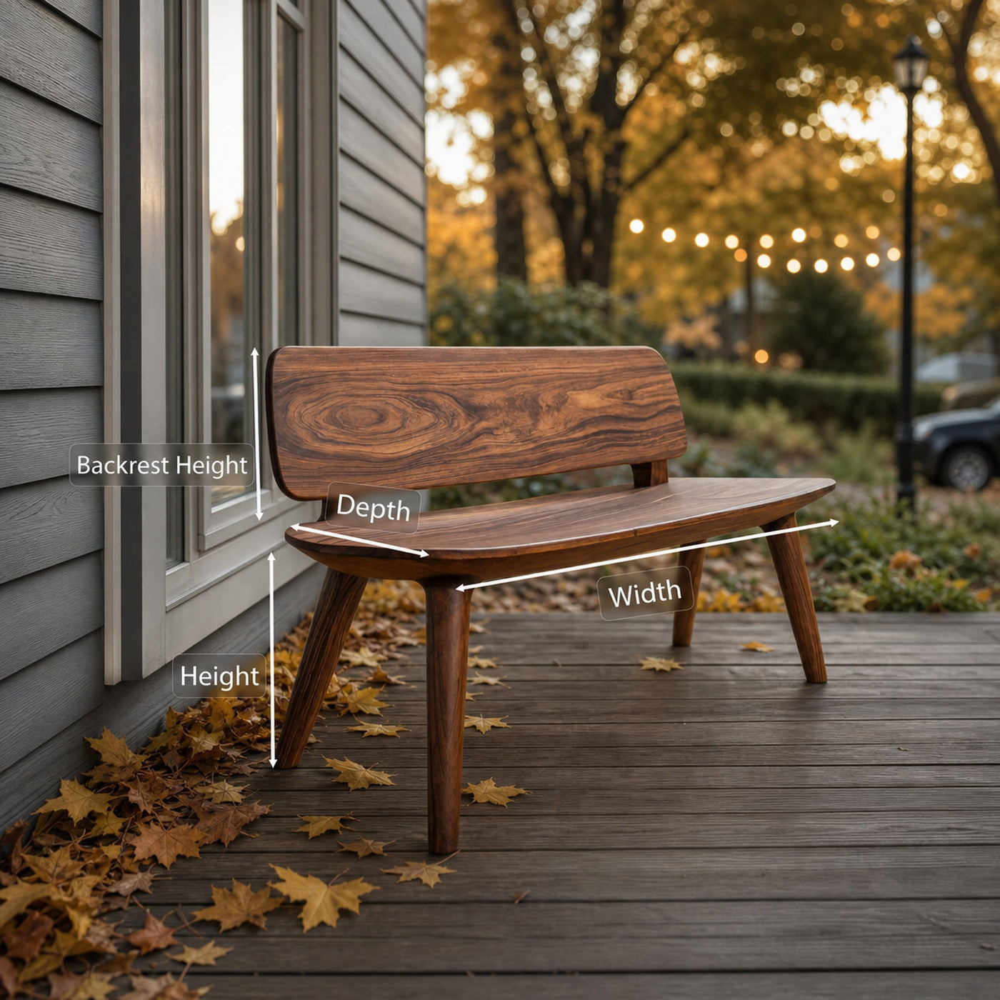 Modern Outdoor Bench With Curved Backrest For Garden - product view 6