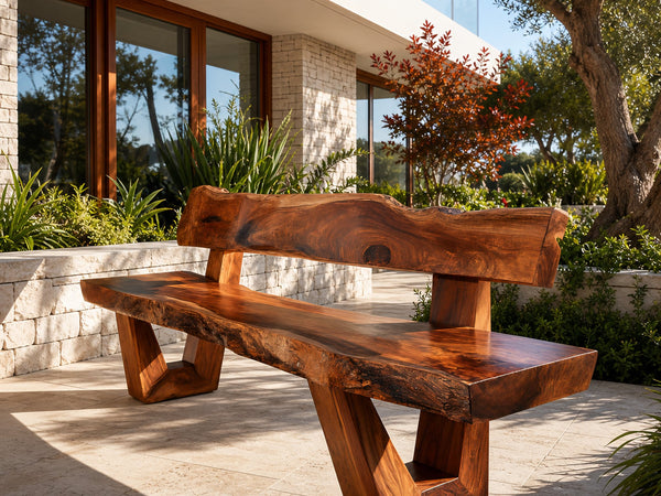 Modern Outdoor Wood Bench For Exterior Seating